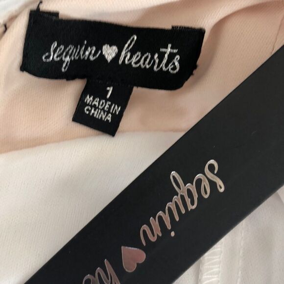 Sequin Hearts Sequin Lace Bodice Halter Gown Sz 1 - Picture 8 of 10